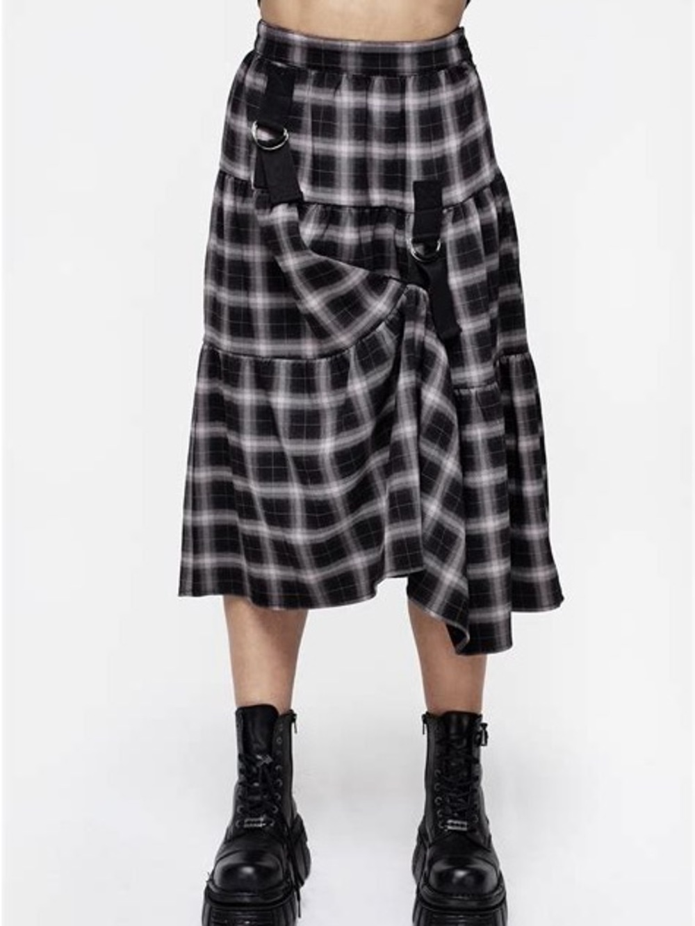 Disturbia | Banshee Check Bondage Skirt
